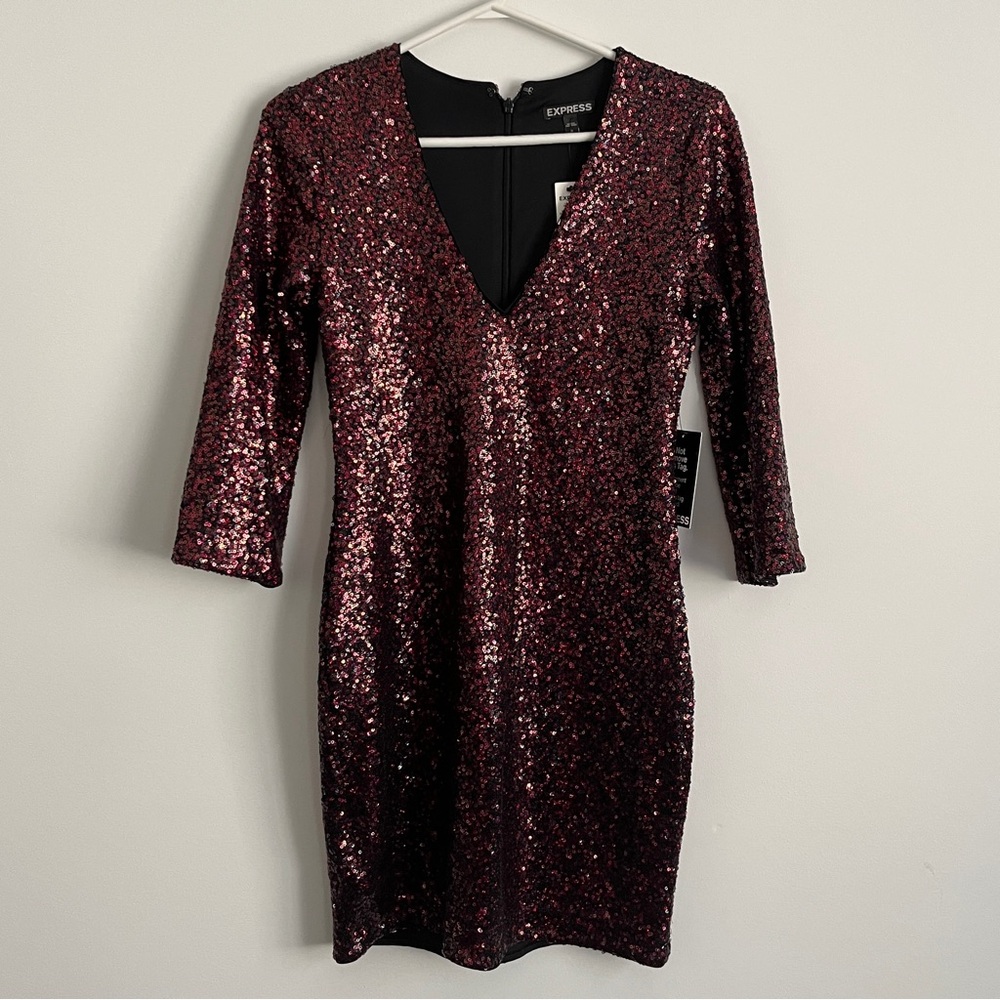 NWT Express Red Sequin Mini Dress (Size 2)